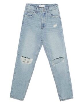 ZARA NWT Light Blue Ripped Mom Fit Jeans
